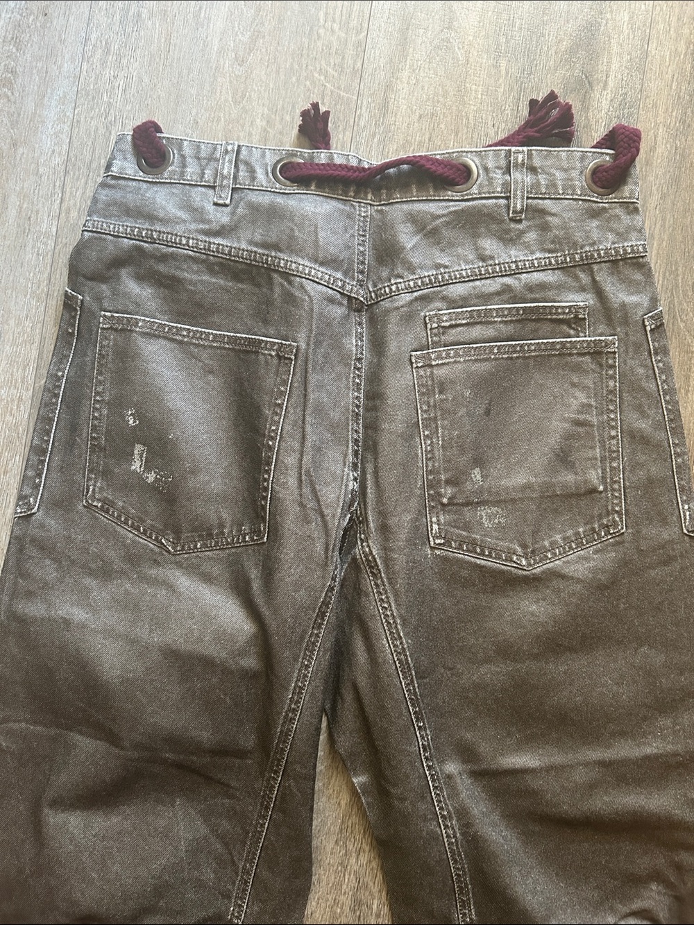 Free People We The Free Moxie Printed Low-Slung Barrel Jeans Metallic Size 32 - Picture 6 of 6